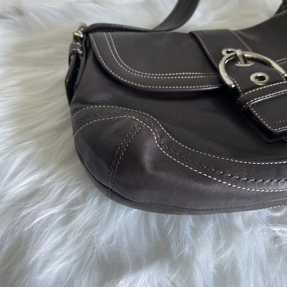 Coach Soho Flap Dark Brown Leather Shoulder Bag J0776-F10910 Excellent - Picture 5 of 13